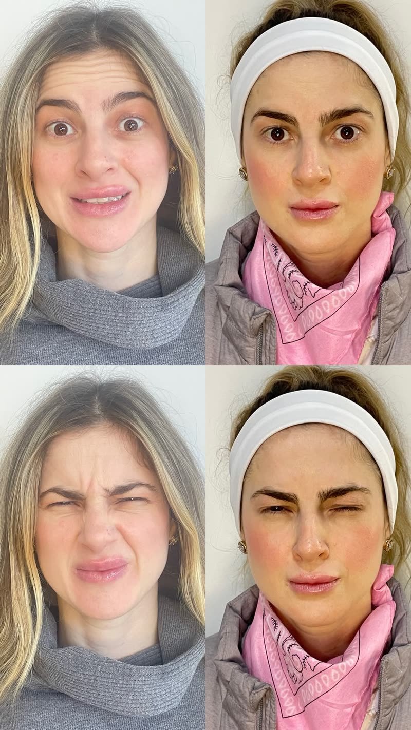 Antes e depois de toxina botulínica em linhas de expressão